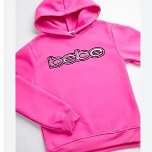 Girl's Pink Bebe Logo Hoodie sz S (7/8) Pink Sweatshirt Hoodie Y2K Hoodie